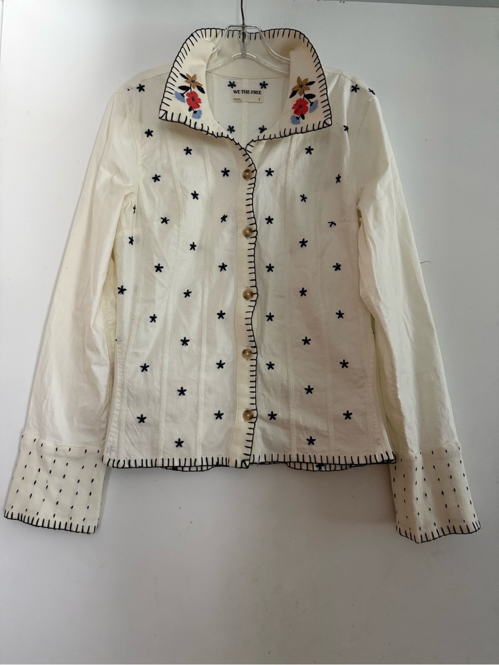 We The Free Ditsy Embroidered Little Shirt Size L - Picture 2 of 5